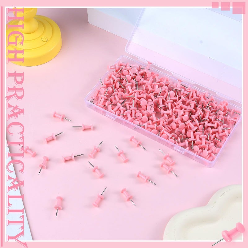 ANIKJOY 220 Count Pink Push Pins, Standard Plastic Head Steel Point Gold Thumb Tacks Decorative Push Pins for Cork Board Wall Hanging - Image 3